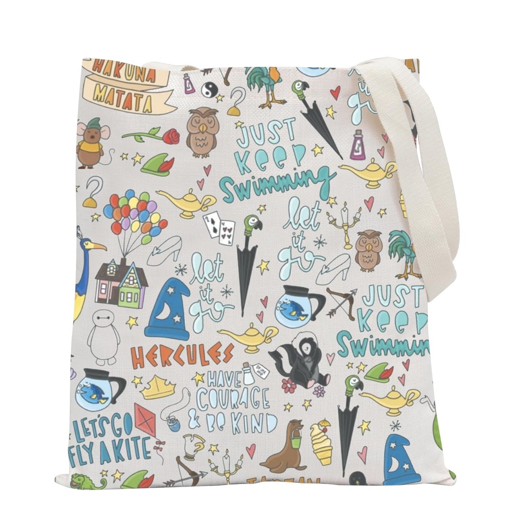 POFULL Movie Characters Collage Carrier Bag 9.2 inches x 6.8 inches, Beige