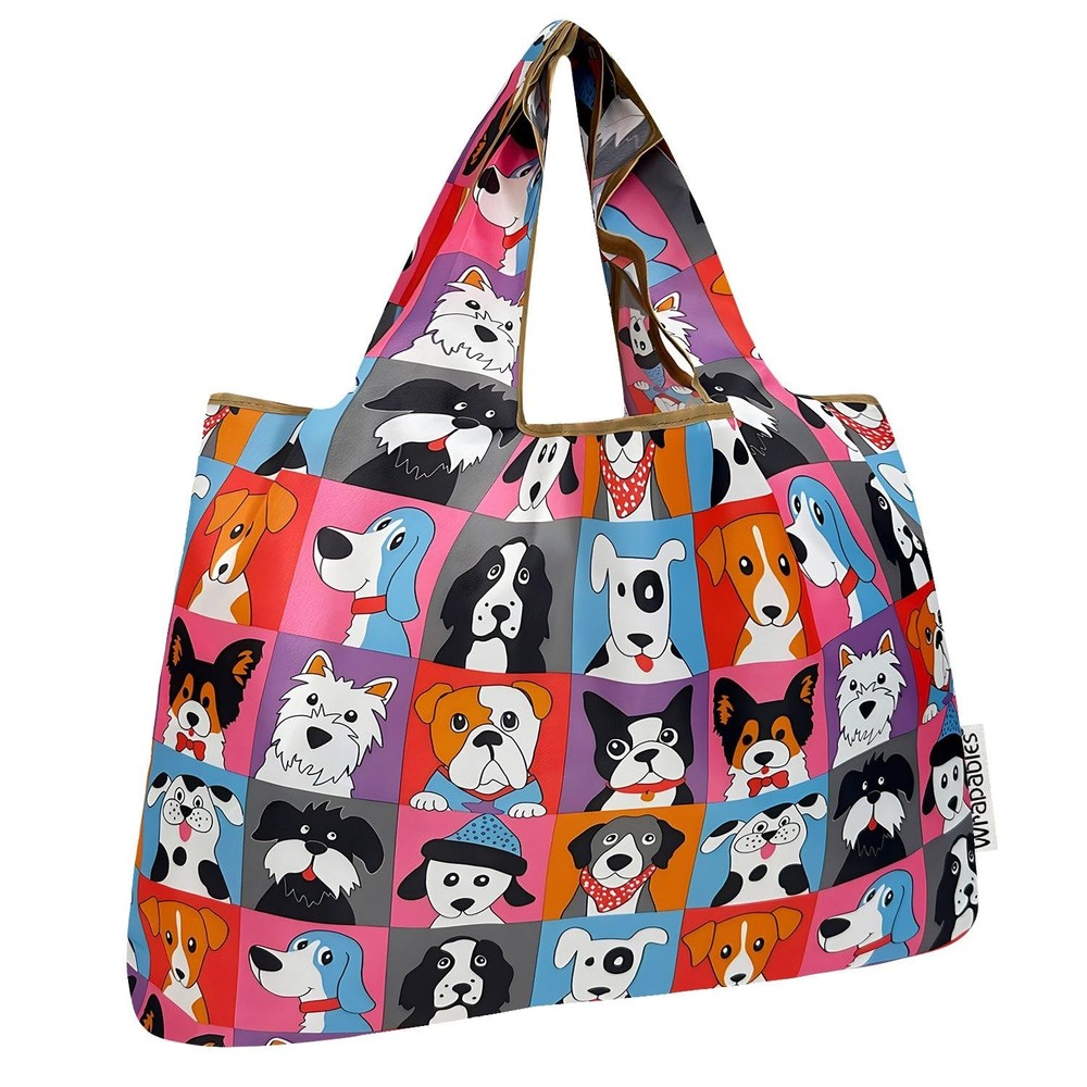 Large Nylon Tote Bag, Foldable Reusable Grocery Shopping Bag, Multicolor