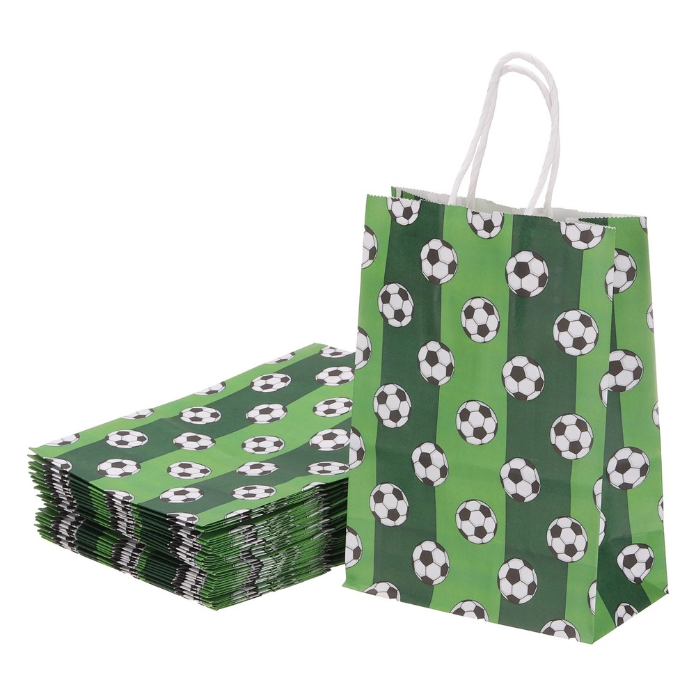 25Pcs Football Gift Bags with Handles, 3.1″x8.3″x5.9″ Gift Bags, Green