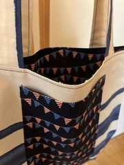 HANDMADE CANVAS MARKET BAG – PATRIOTIC FLAGS – REUSABLE STURDY / ONE OF A KIND