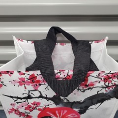 Sakura Geisha Reusable Grocery Shopping Tote Bag Black Handle Straps Daiso Japan