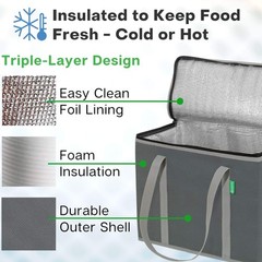XL Insulated Reusable Grocery Bags (2-Pack) – Premium Quality Cooler Bags wit…