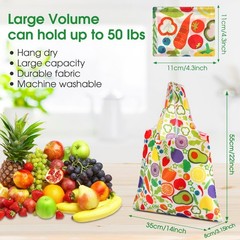 24 Pieces Reusable Grocery Bags Polyester Shopping Multi Color Fruits Style