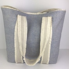 NEW Tote Bag for Beach, Grocery, Everyday Blue White, Monogram 14″ x 19″”
