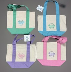 Trader Joes Mini Pastel Canvas Tote Bag Set of 4 NWT Easter