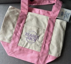 4X TRADER JOE’S MINI PASTEL CANVAS TOTE BAG, NEW SPRING PASTEL COLORS 4 BAGS SET