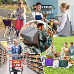 24-Pack Reusable Grocery Bags，Large Washable Foldable Shopping Bags，Heavy Dut…
