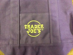 Set of Two (2) Trader Joe’s Mini Tote Bags Black/Purple & Purple with Lime NWT