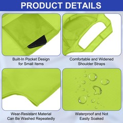 Reusable Grocery Bags, 1Pcs Washable Shopping Totes with Handles (Light Green)