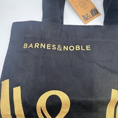 Barnes & Noble Canvas Black/Gold Tote Shopper Bag 14” Cotton Reusable NWT
