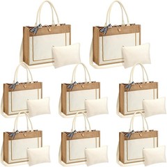 16 Pcs Burlap Tote Bags Bulk Gift Reusable Tote Grocery Shopping Jute Bag wit…