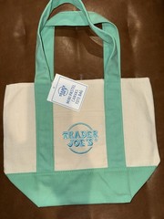 TRADER JOE’S MINI GREEN PASTEL CANVAS TOTE BAG NWT