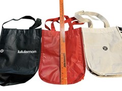 Lululemon Reusable Small Logo Lunch Tote Black, Red, White Bag Set of 3