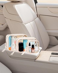 3Pcs Travel Clear Makeup Bag Set for Women, Transparent Toiletry White