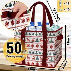 13×10.23×11 Inch Reusable Grocery Heavy Duty Shopping Bags Reindeers 3 PCS