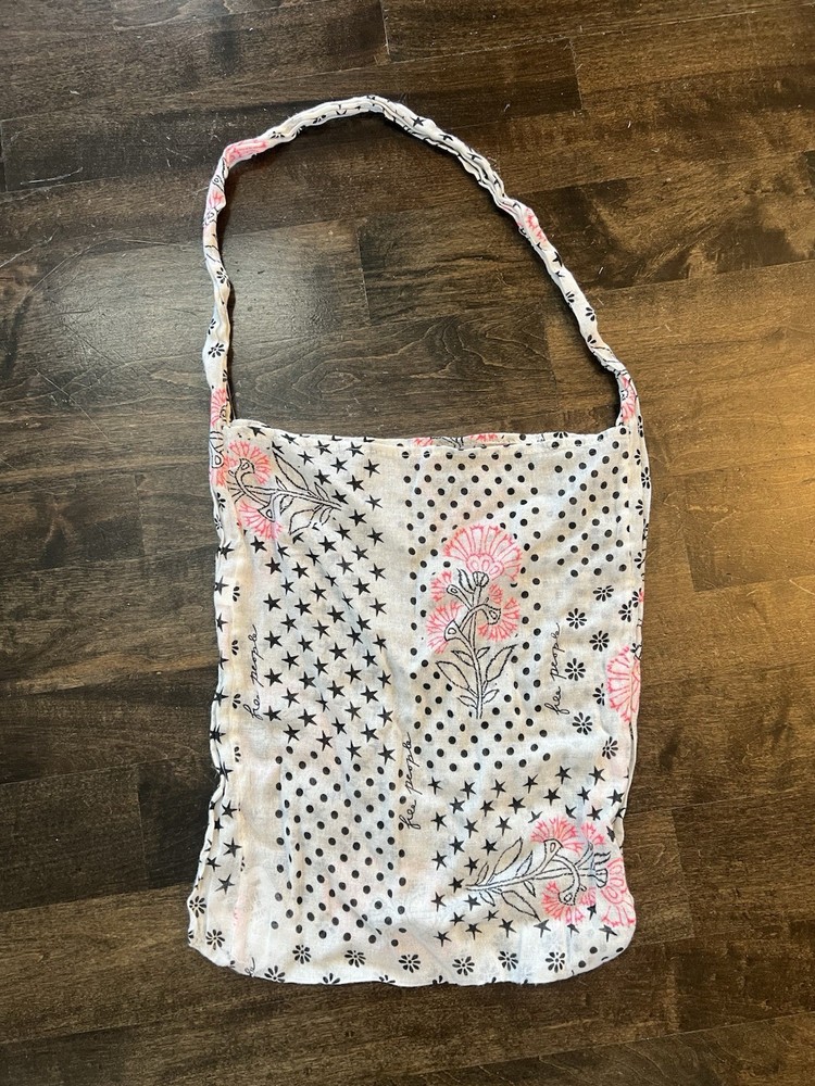 Free People Tote Bag Lightweight Gauze Cloth Linen Reusable Shopping Floral Star