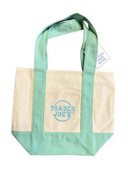 Trader Joe’s Mini Canvas Tote Bag Pastel Colors Reusable Shopping Bag NWT