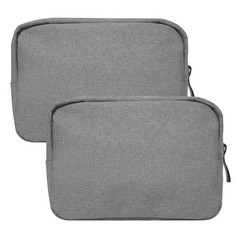 HSYAMY Small Cosmetic Bag for Women, 2 Pack Travel -7 inch, Grey