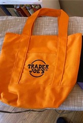 Trader Joe’s Orange Canvas Foldable Tote Solid Plain Reusable Shopping Bag