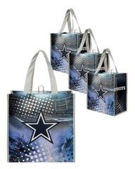 Dallas Cowboys Eco Reusable Shopping Tote Bags set of 4 double handles Logo new