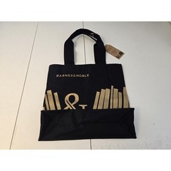 BARNES & NOBLE Premium Organic Cotton Black Tote Bag Handmade 14W”X13H” NWT