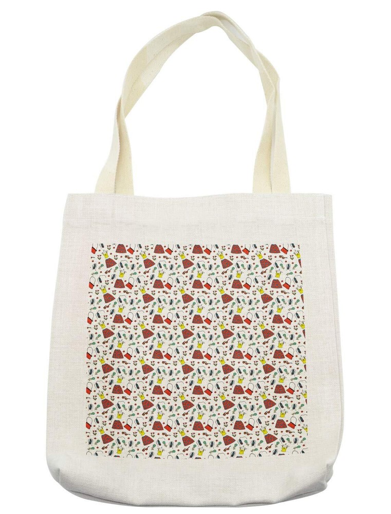 Feminine Tote Bag Floral Fashion Themed Pattern with Skirt Blouse Sandals and…