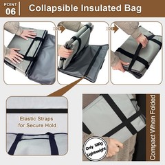 Reusable Grocery Bag – Expandable Insulated Cooler Bag with Bottom Board, Col…