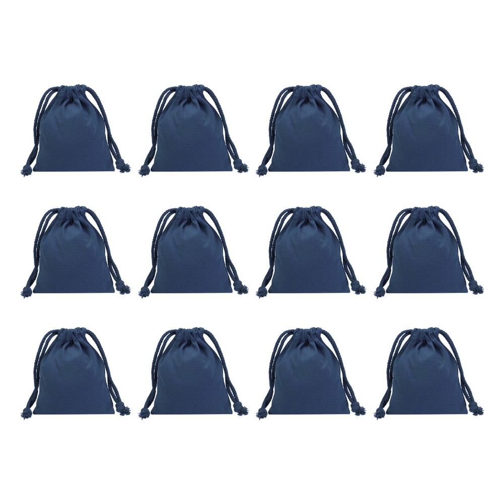 12pcs 100% Cotton Reusable Drawstring Bags 5″x6″ Dust Bags Navy Blue