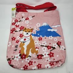Wasabi Shiba Inu Cherry Blossom Mt Fuji Tote Bag Sakura Japan Fan Flag New Pink