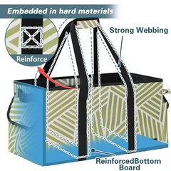 Extra Large Utility Tote Bag Hard Bottom Heavy Duty Grocery 22.5x11x12 Inch