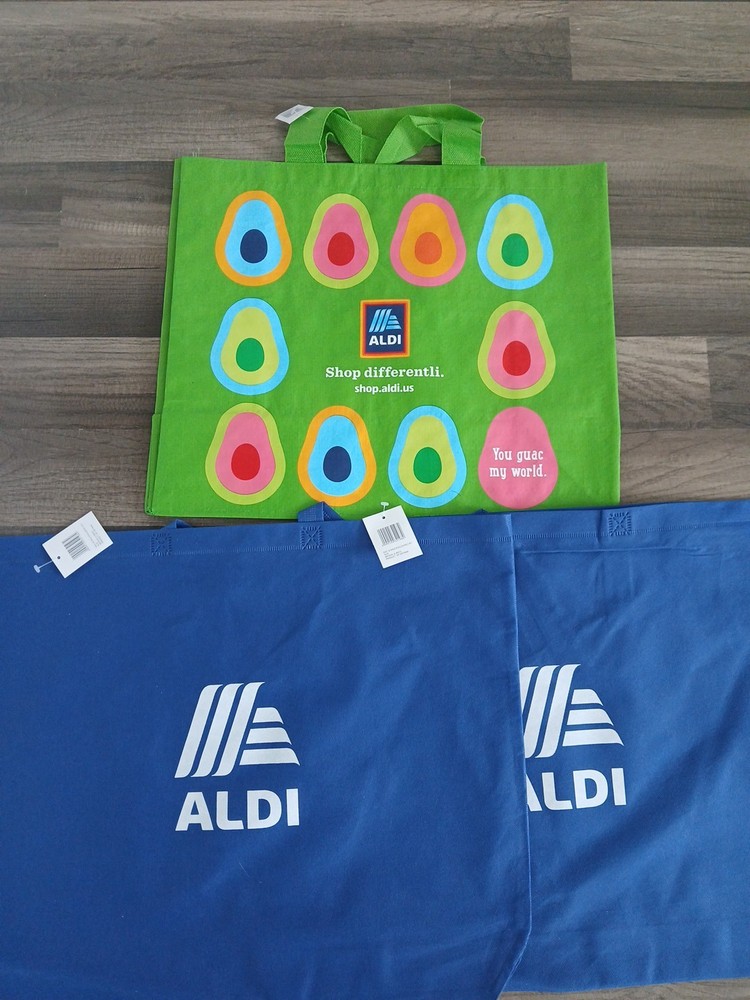 (3) Aldi Reusable Shopping Bag Tote YOU GUAC MY WORLD Guacamole ~ NEW