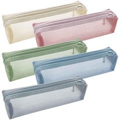 Aswewamt 5Pcs Multicolor Nylon Mesh Zipper Blue, Pink, Gray, Beige, Green
