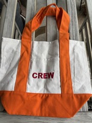 Trader Joe’s Mini Canvas Crew Bag Tote Small Orange/White 12x6x10 in New