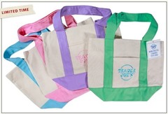 4X Trader Joe’s Mini Pastel Canvas Tote Bag/ New Spring Pastel Colors 4 BAGS SET
