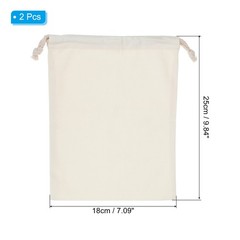 2pcs Polyester Cotton Reusable Drawstring Bags, 12×15″ Dust Bags, Cream