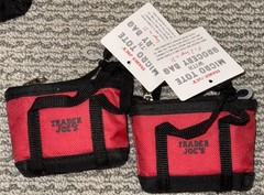 2 Nwt Trader Joe’s Red Black Mini Micro Tote Folded 2-in-1 Reusable Shopping Bag