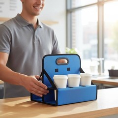 6 Cup Beverage Carrier Sturdy Base Reusable Cup Holder Spill-Proof Transport