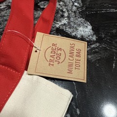 NWT Trader Joes – Three Mini Canvas Tote Bags – Green Blue And Red