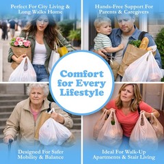 Grocery Bag Carrier Handle – Carry More in Fewer Trips, 100lb Capacity, Hands…