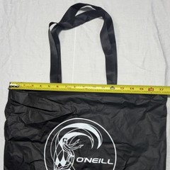 O’Neill Reusable Beach Tote Bag w/ Zipper, Black Logo, 17x14x2 in- A1