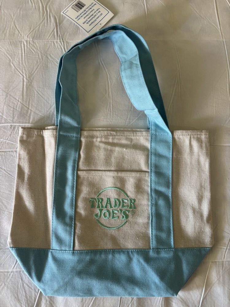 Trader Joe’s Mini Canvas Tote Bag Lot Multicolor Blue Pink Purple Green Small