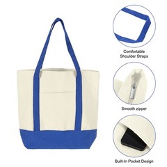 1Pcs 16″ x 14″ x 4″ Reusable Canvas Bag Tote Bag (Blue)