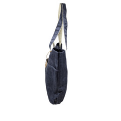 Recycled Plastic Bottles Denim Look Shoulder Tote Bag Pocket Snap Closure NWT