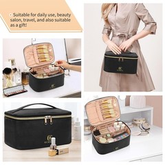 OCHEAL Makeup Bag, Portable Cosmetic Large Capacity Travel 001_Black