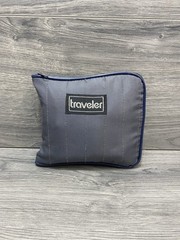 Vintage Traveler Navy Shopping Tote Bag Outside Zipper Pocket Packable