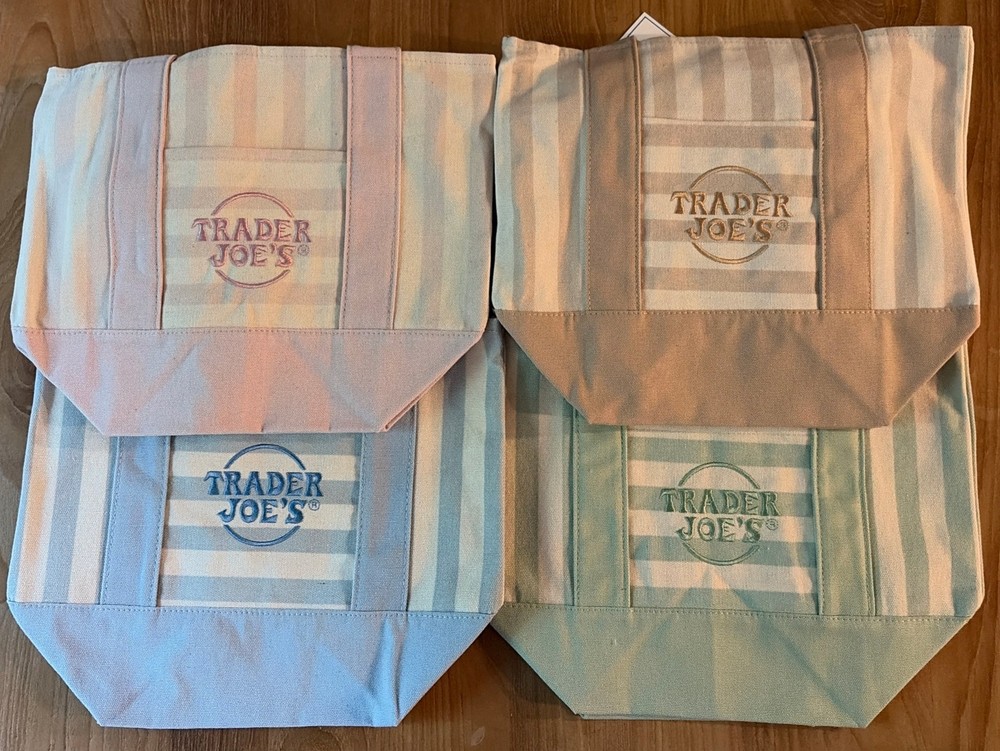 Trader Joe’s Mini Striped Canvas Tote Bag 4/4 Summer 2026 New with Tag In Hand