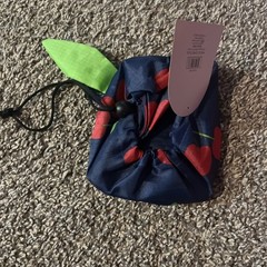 Reusable Bag Foldable Cherry Print Size 8in X 5.75 Lot Of 3