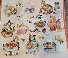 Marshalls – Cute Cats With Fancy Foods – Large Reusable Shopping Tote Eco Bag