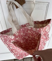 Reusable Tote Bag Eco-friendly Pink White Floral NWT