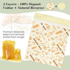 Beeswax Bread Bags for Sourdough – Large Reusable Large, Beige and Brown